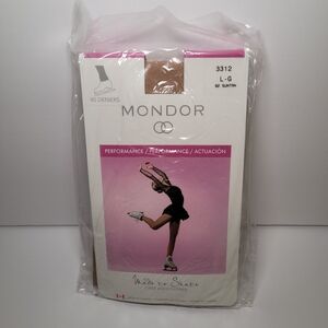 Mondor 3312 FOOTLESS Suntan Tights Womens Large Figure Skating Performance NEW